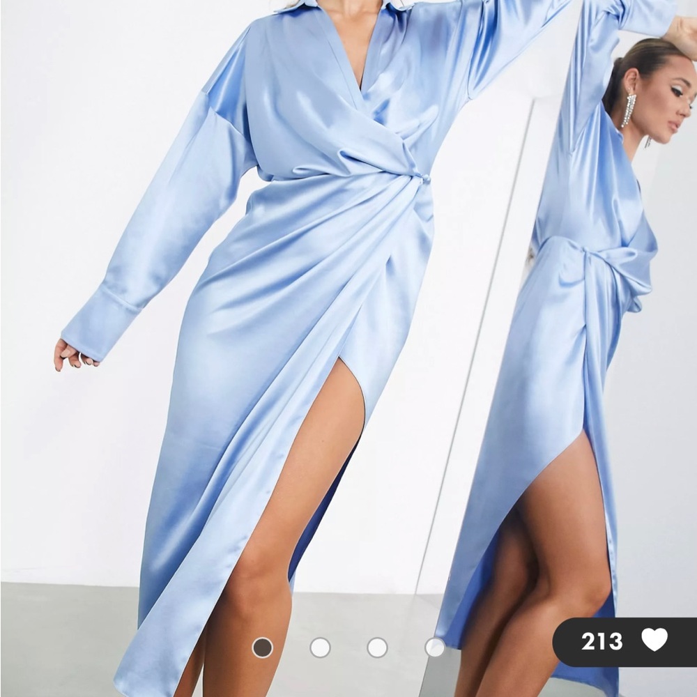 Asos edition dusky blue wrap dress